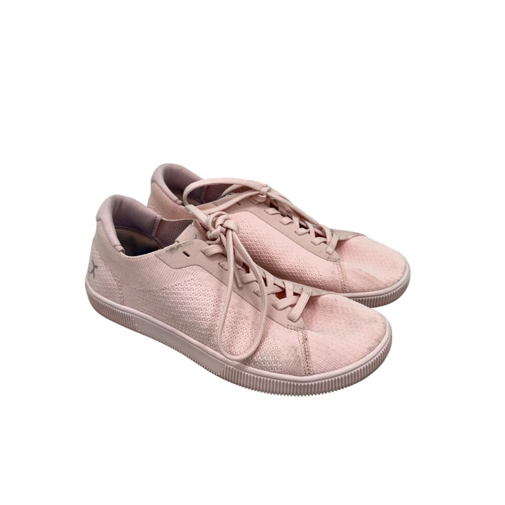 Light Pink Women's Knit Sneakers - Casual Lace-Up Comfort